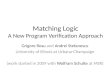 Matching Logic A New Program Verification Approach