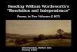 Reading William Wordsworth’s “ Resolution and  Independence”