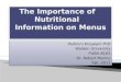 The Importance of Nutritional   Information on Menus