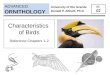 Characteristics  of Birds Reference Chapters 1-2