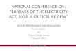 NATIONAL CONFERENCE  ON: “ 10 YEARS OF THE ELECTRICITY ACT, 2003: A CRITICAL REVIEW”