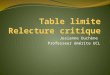 Table limite Relecture critique