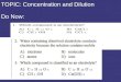TOPIC: Concentration and Dilution Do Now: