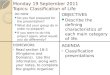 Monday 19 September 2011 Topics: Classification of Life