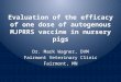 Evaluation of the efficacy of one dose of  autogenous  MJPRRS vaccine in nursery pigs