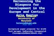 Harnessing the Diaspora for Development in the Europe and Central Asia Region
