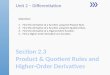 Section 2.3 Product & Quotient Rules and Higher-Order Derivatives
