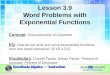 Lesson 3.9 Word  Problems  with Exponential Functions Concept : Characteristics of a  function