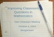 Improving Classroom  Questions in  Mathematics