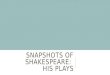 Snapshots of Shakespeare:  His Plays