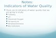Notes:  Indicators of Water Quality