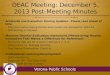 DEAC Meeting:  December 5, 2013 Post-Meeting Minutes