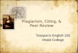Plagiarism, Citing, & Peer Review