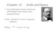 Chapter 15      Acids and Bases