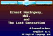 Ernest Hemingway, WWI, and The Lost Generation
