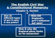 The English Civil War & Constitutional Monarchy
