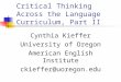 Critical Thinking Across the Language Curriculum, Part II