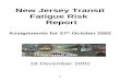 New Jersey Transit Fatigue Risk   Report Assignments for 27 th  October 2002