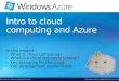 Intro  to cloud computing and Azure