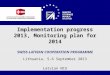 Implementation progress 20 13,  Monitoring plan for  2014 S WISS -L ATVIAN COOPERATION PROGRAMME