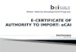 E-CERTIFICATE OF AUTHORITY TO IMPORT:  eCAI