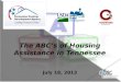 The ABC’s of Housing Assistance in Tennessee July 18,  2013