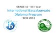 GRADE 12—IB II Year International Baccalaureate Diploma Program  2013-2014