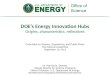 DOE’s Energy Innovation Hubs Origins,  c haracteristics, reflections
