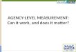 AGENCY-LEVEL MEASUREMENT: Can it work, and does it matter?