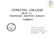 CERRITOS COLLEGE 2010-11  PROPOSED ADOPTED BUDGET