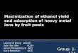 Maximization of ethanol yield  and adsorption of heavy metal ions  by  fruit peels