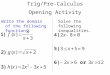 Trig/Pre-Calculus Opening Activity