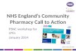 NHS England’s  Community  Pharmacy Call to Action