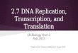 2.7 DNA Replication, Transcription, And Translation