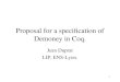 1 Proposal for a specification of Demoney in Coq. Jean Duprat LIP, ENS-Lyon