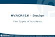 1 HVACR416 – Design Two Types of Accidents. 2 Mechanical malfunction or human error Electrical causes Excessively high pressures Burns and scalds Explosions
