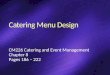 CM226 Catering and Event Management Chapter 8 Pages 186 – 222