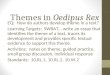 Themes in Oedipus Rex EQ: How do authors develop theme in a text? Learning Targets: SWBAT… write an essay that identifies the theme of a text, traces its
