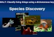 Species Discovery WALT: Classify living things using a dichotomous key