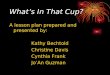 What’s In That Cup? A lesson plan prepared and presented by: Kathy Bechtold Christine Davis Cynthia Frank Jo’An Guzman