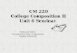 CM 220 College Composition II Unit 6 Seminar Professor Butler General Education, Composition Kaplan University 1