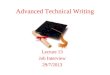 Advanced Technical Writing Lecture 13 Job Interview 29/7/2013