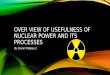 OVER VIEW OF USEFULNESS OF NUCLEAR POWER AND ITS PROCESSES By Xavier Midgley