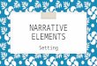 NARRATIVE ELEMENTS Setting. Think About It… ◦ If you were writing about this classroom, how would you describe the setting?