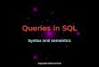Copyright 2003 Curt Hill Queries in SQL Syntax and semantics
