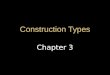 Chapter 3 Construction Types. Construction types Identifies combustibility of building structure, non-structural skin, and interior elements Some construction