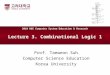 Lecture 3. Combinational Logic 1 Prof. Taeweon Suh Computer Science Education Korea University 2010 R&E Computer System Education & Research