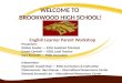WELCOME TO BROOKWOOD HIGH SCHOOL! English Learner Parent Workshop Presenters: Kristen Fowler --- ESOL Assistant Principal Ernest Cantrell --- ESOL Lead