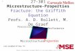 1 27-301 Microstructure-Properties Fracture: the Griffith Equation Profs. A. D. Rollett, M. De Graef Microstructure Properties Processing Performance Last
