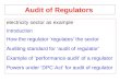 Audit of Regulators electricity sector as example Introduction How the regulator ‘regulates’ the sector Auditing standard for ‘audit of regulator’ Example